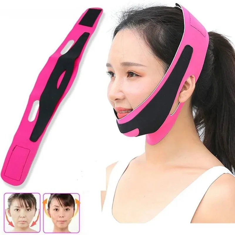 YS00135--Elástico rosto fino bandagem v linha forma facial mulher queixo cinto cuidados faciais ferramenta de beleza