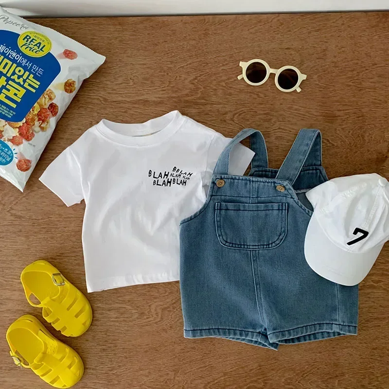 男の子と女の子の赤ちゃんのための半袖の夏服セット,カジュアルウェア,全体的なパンツ,0〜3歳