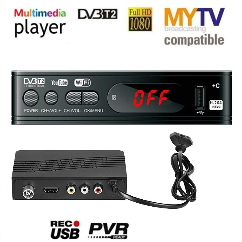 HD 1080p Tv Tuner Dvb T2 VGA Dvb-T2 For Monitor Adapter USB2.0 Tuner Receiver Satellite Decoder Dvbt2 Mutiple Language Manual