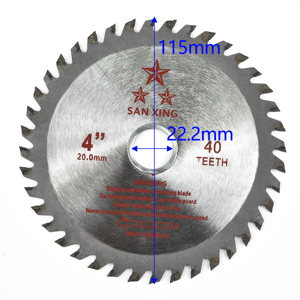 Lâmina de serra circular 40 dentes, 4,5 polegadas, 115mm, para rebarbadora, corte de madeira e plástico, peças de ferramentas, 1pc