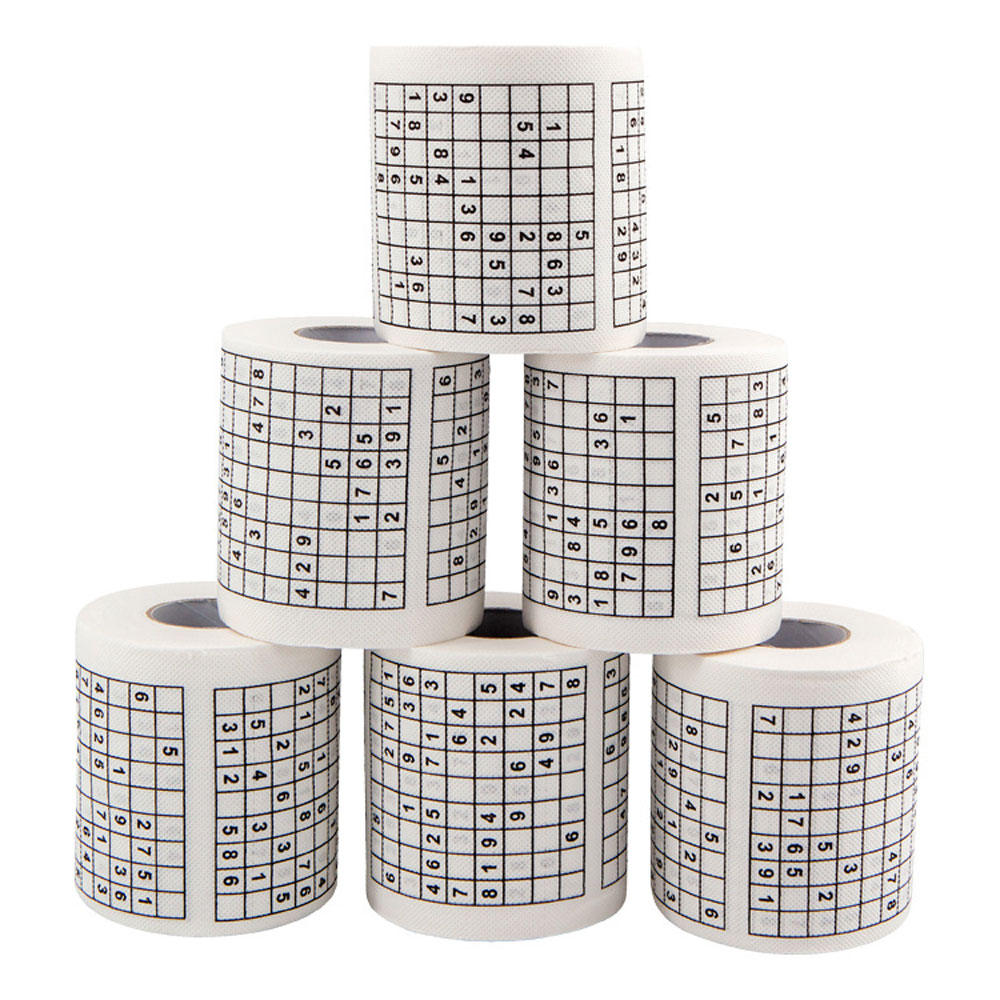 Papel higiénico de juego Sudoku, papel en rollo de rompecabezas para oficina y hogar, papel higiénico divertido y creativo para el hogar, papel higiénico de pulpa de madera
