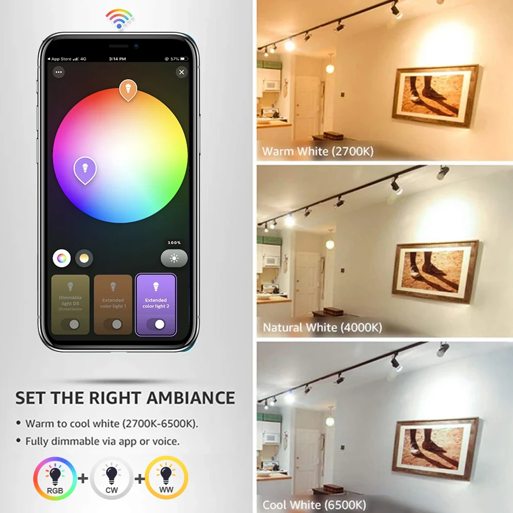 GU10 Zigbee/Wifi Lampadina a Led RGB CW WW Faretti Lampadine a Led Lampada a Led Intelligente Funziona con Alexa Echo Hub Google Yandex Smartthings