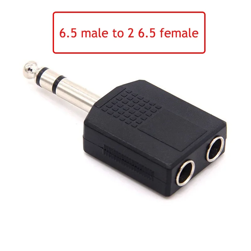 オーディオジャックアダプター,ステレオ/モノオスから2 rcaオス,コネクター,スピーカー用コンバーター,6.35/6.5mm, 10個