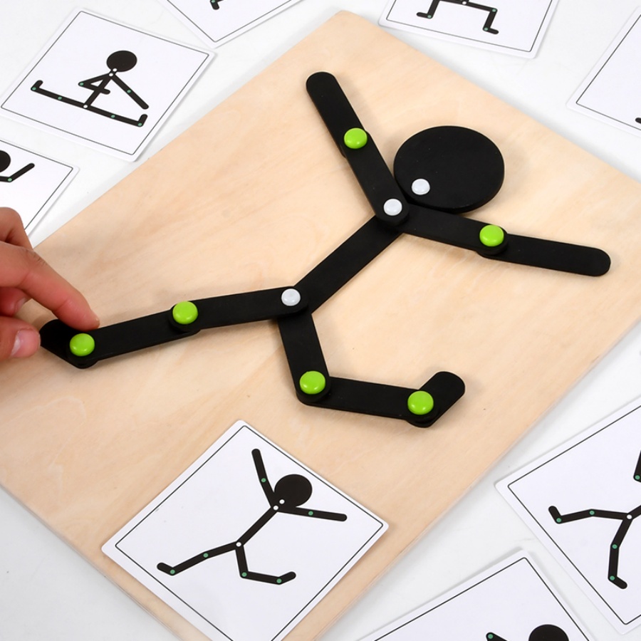 Puzzle, fiammifero, movimento articolare, piccolo gioco da uomo in legno, strumento didattico, giocattolo, Versatile giocattolo per bambini da uomo in legno