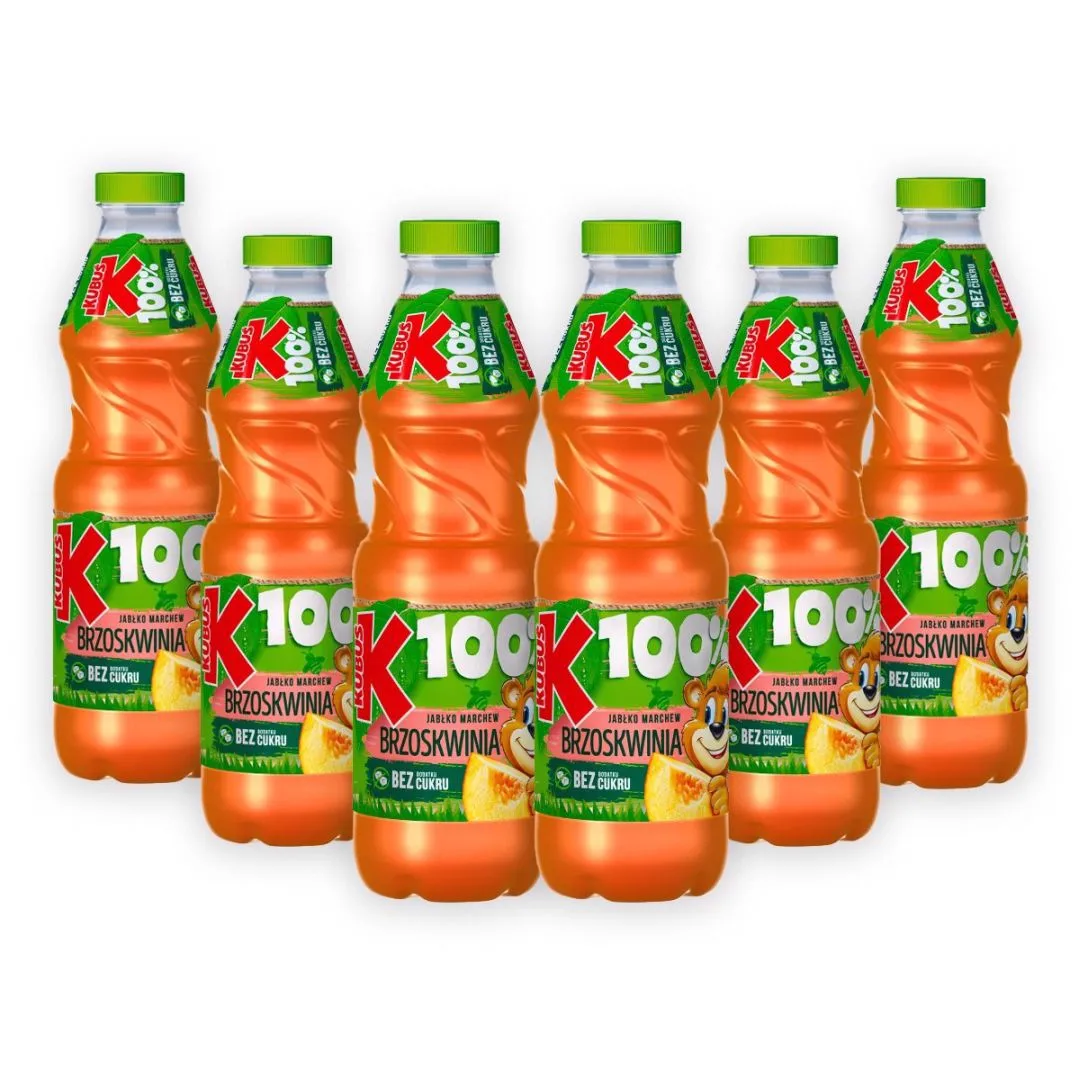 Kubuś 100% Sok jabłko marchew brzoskwinia 850 ml x 6 sztuk