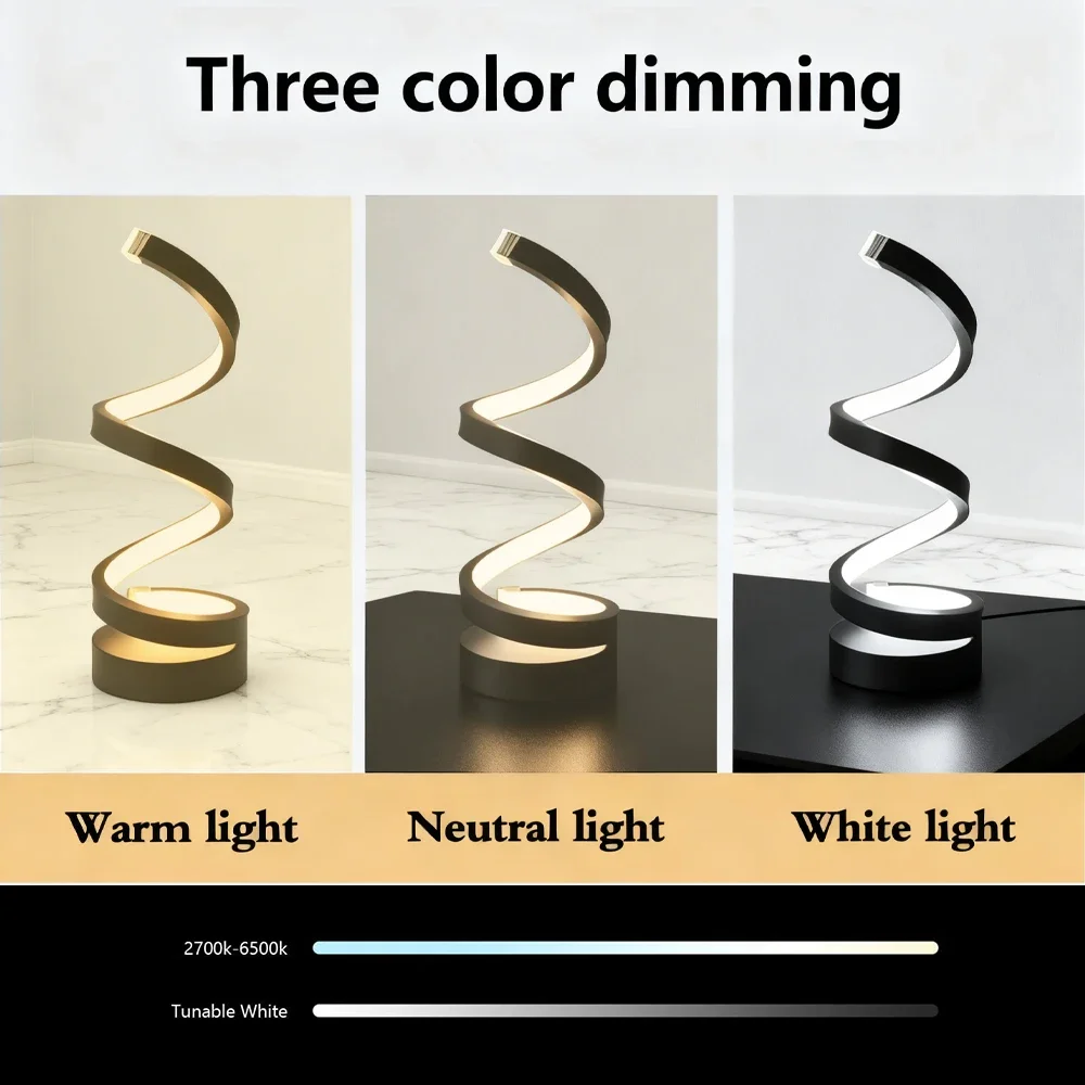 โคมไฟตั้งโต๊ะ LED แบบเกลียวทันสมัย ปรับความสว่างได้ เหมาะสำหรับห้องนั่งเล่น ห้องนอน ห้องทำงาน ตกแต่งห้องพัก แสง RGBW