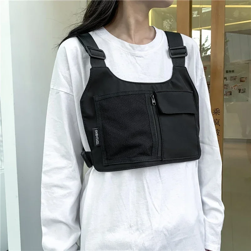 Hip-hop streetwear unissex peito rig saco de alta qualidade náilon sacos de peito multi-função colete tático mochila