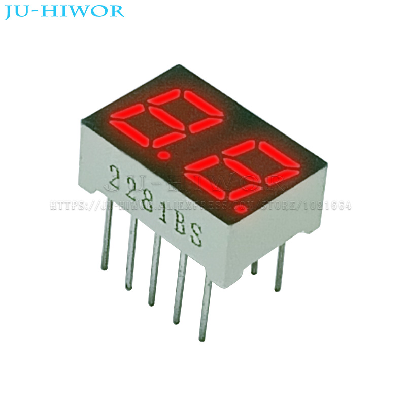 10 Stück 0,28 Zoll 10 Pins 2281AS 2281BS 2 Ziffern Bits 7 Segment Rote LED Digitalanzeige Digitron Gemeinsame Anode Kathode C-C C-A