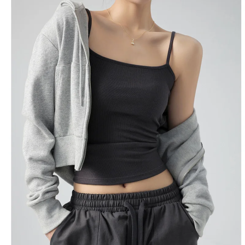 DOIAESKV ฤดูร้อน Basic Tanks สปาเก็ตตี้ Camis ยืดเสื้อผู้หญิงแขนกุด SLIM FIT Basic ถัก Camisole