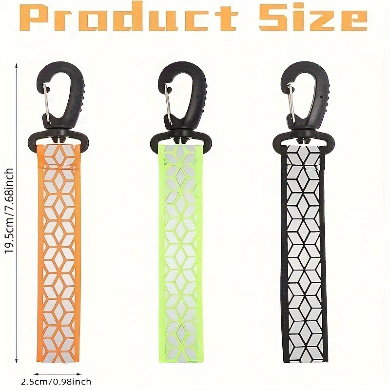 2Pcs Reflective Straps Pendant Keychain For Outdoor Camping Night Running Cycling Backpack Safety Lightweight Bright Keyrings