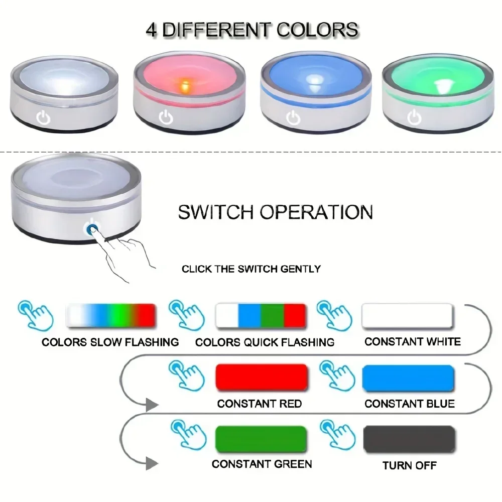 USB Rechargeable LED Light Base for 3D Crystal Glass Acrylic Or Transparent And Translucent Material Touch Switch Display Base
