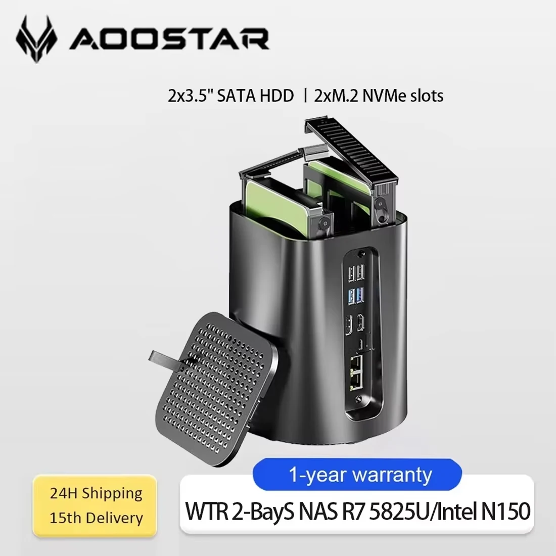 AOOSTAR R7 5825U NAS Mini-PC 8C/16T 4,5 GHz Intel N150 Mini-PC 2x2,5G LAN WiFi6 4K Triple Display Soft Router VM Windows 10/11