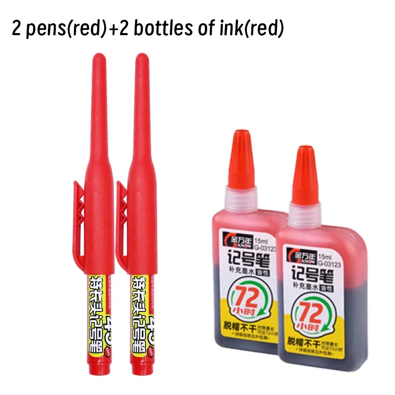 Lot 45mm Waterproof Long Head Nib Deep Hole Markers Pen Tile Carpenter Pen Multi-purpose for Woodworking Black/Blue/Red Ink