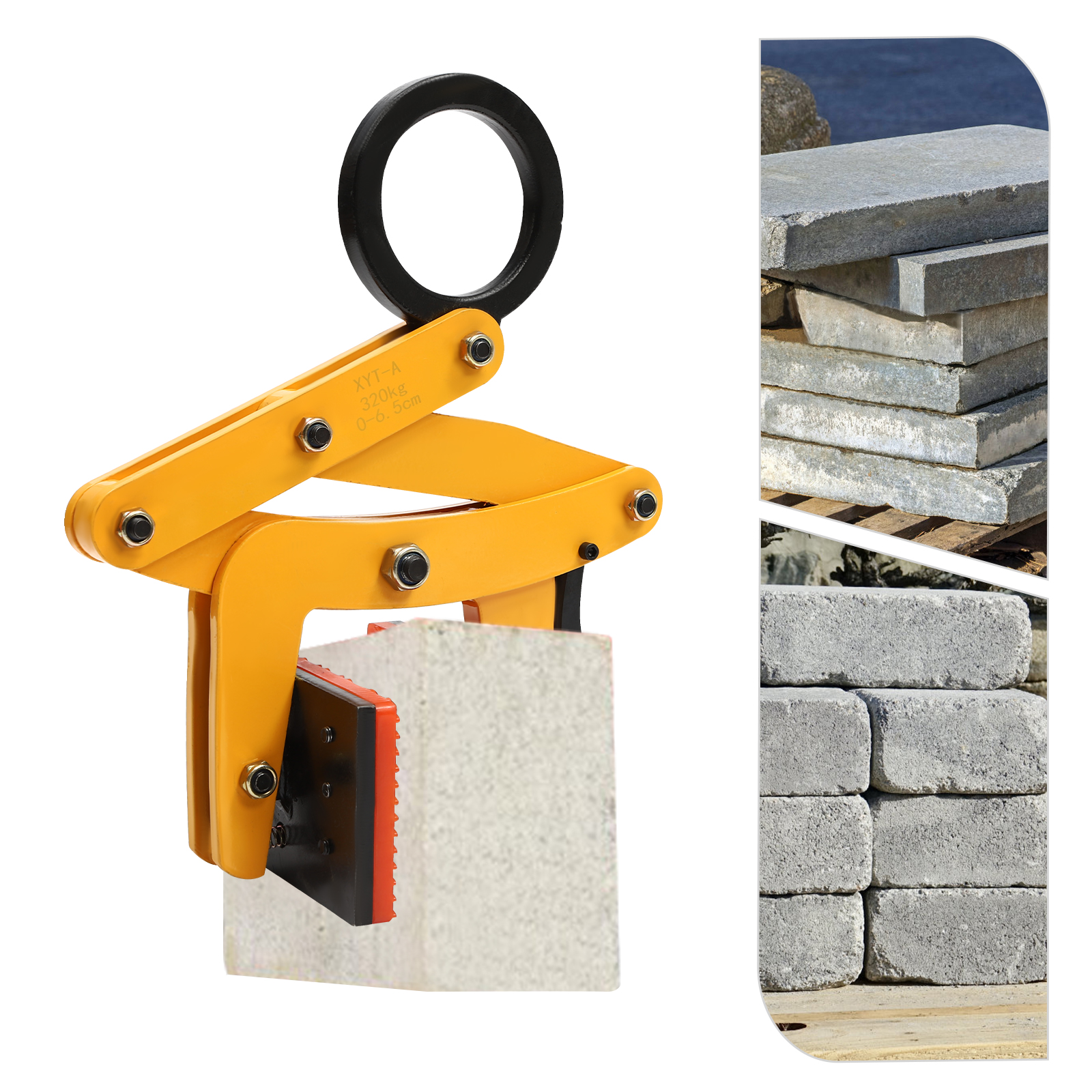 Pedra Alicate de Transporte, Pallet Puller Clamp, Lifter Sling Ring, 320kg Abertura Mandíbula, 0 a 6.5cm