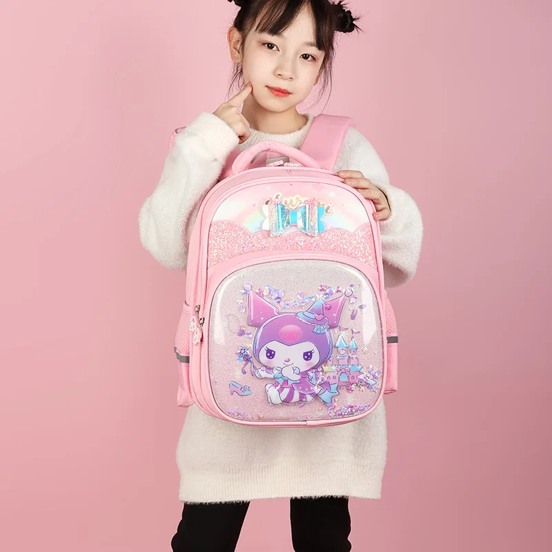 Sanrio Hello Kitty New Student School Bag Girl Cute Cartoon Kulomi Large Capacity Burden Reduction Ridge Backpack