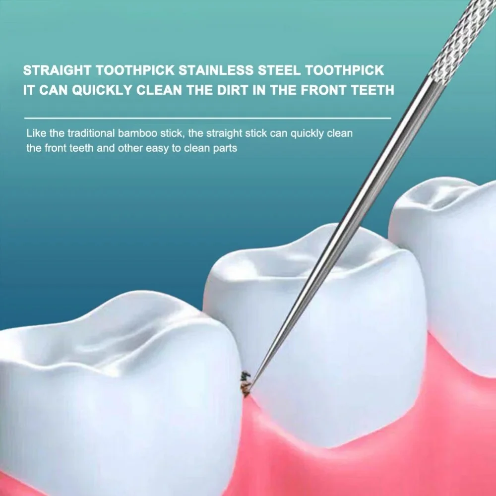 Set di stuzzicadenti in acciaio inossidabile Filo interdentale Stuzzicadenti riutilizzabili Stuzzicadenti portatile Filo interdentale Detergente per denti Pulizia orale