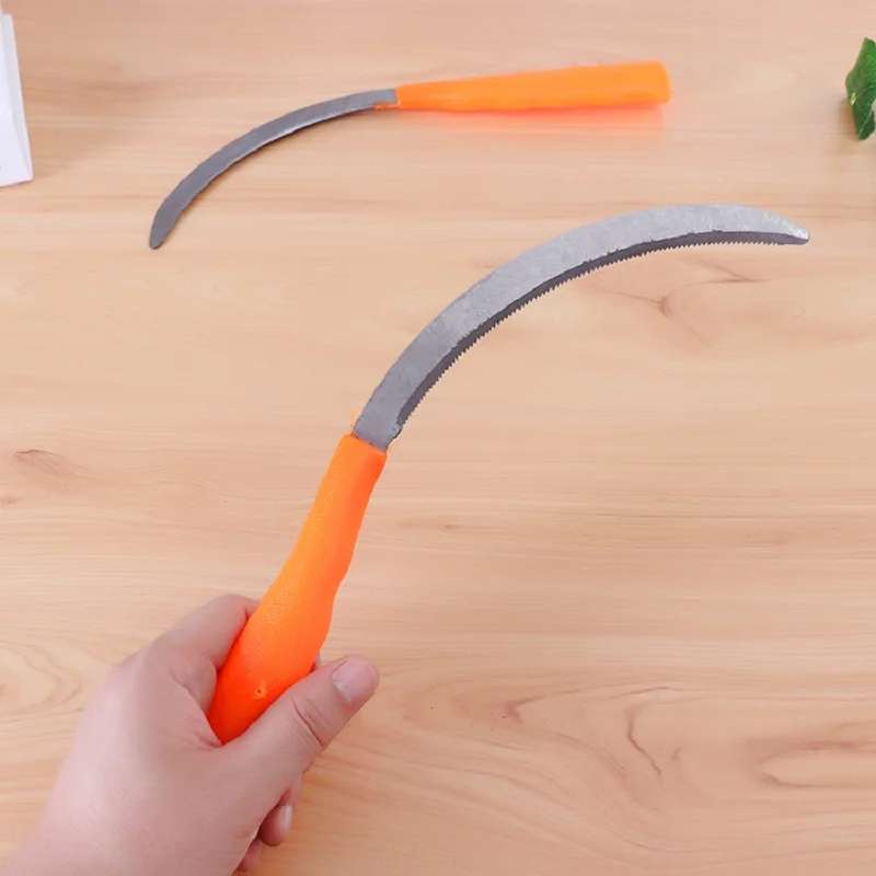 Herramienta de cultivo de hoz de acero inoxidable con dientes para eliminación y cosecha de malas hierbas, cortador de granos pequeños, mata malas hierbas para el hogar