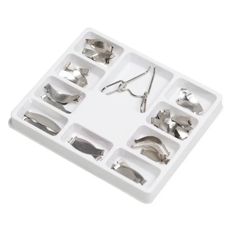 Kit universal da matriz dos matrizes do metal contornos da sela dental com clipse da mola