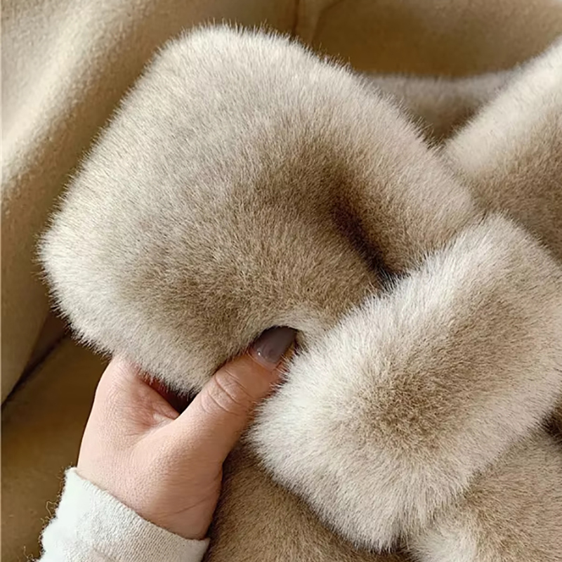 Winter Warm Set Fashionable Fluffy Rabbit Hair Imitation Scarf and Ear Cuffs Two piece Set Neck and Ear Cuffs, Designed Thicker