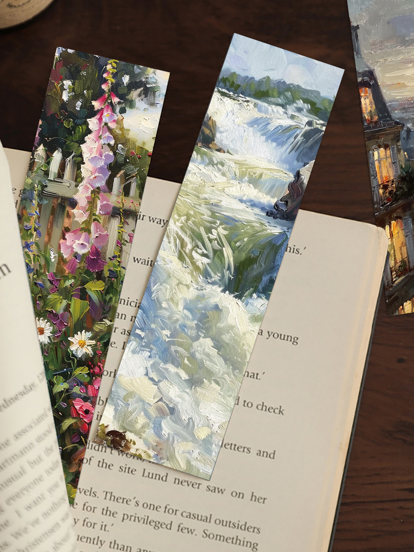 30pcs Oil painting Landscape Bookmarks Reading pages Book marks Student stationery paper card page decoration bookmarks