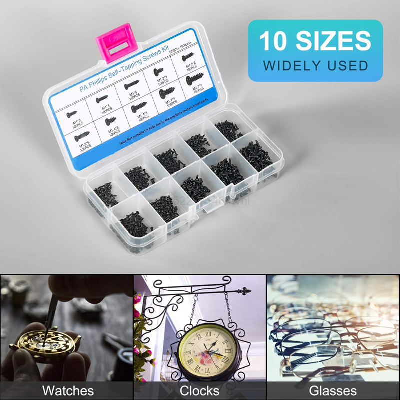 500/1000 шт./компл. M1 M1.2 M1.4 M1.7 Mix Pa микровинты с крестообразным шлицем и круглой головкой саморезы электронные маленькие набор деревянных винтов