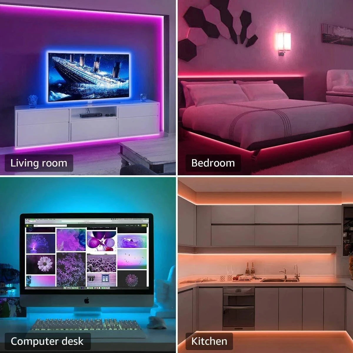 Tira de luces LED RGB SMD 5050, cinta Flexible de diodo con Control remoto por USB y aplicación, Bluetooth, para fondo de TV, sala de estar y dormitorio