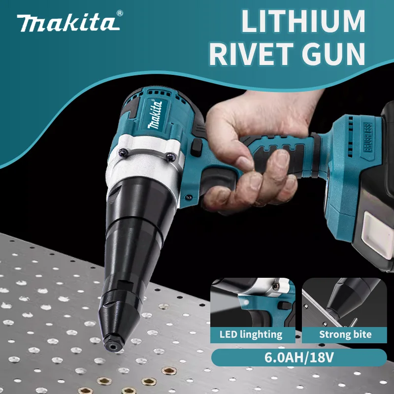 Makita Brushless Electric Rivet Gun LED Cordless Multifunctional Rivet Nut Gun Automatic Riveting Tool For Makita 18V Battery