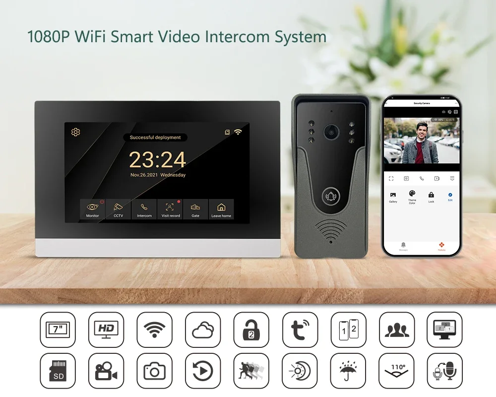 Sistema de intercomunicação visual 1080P