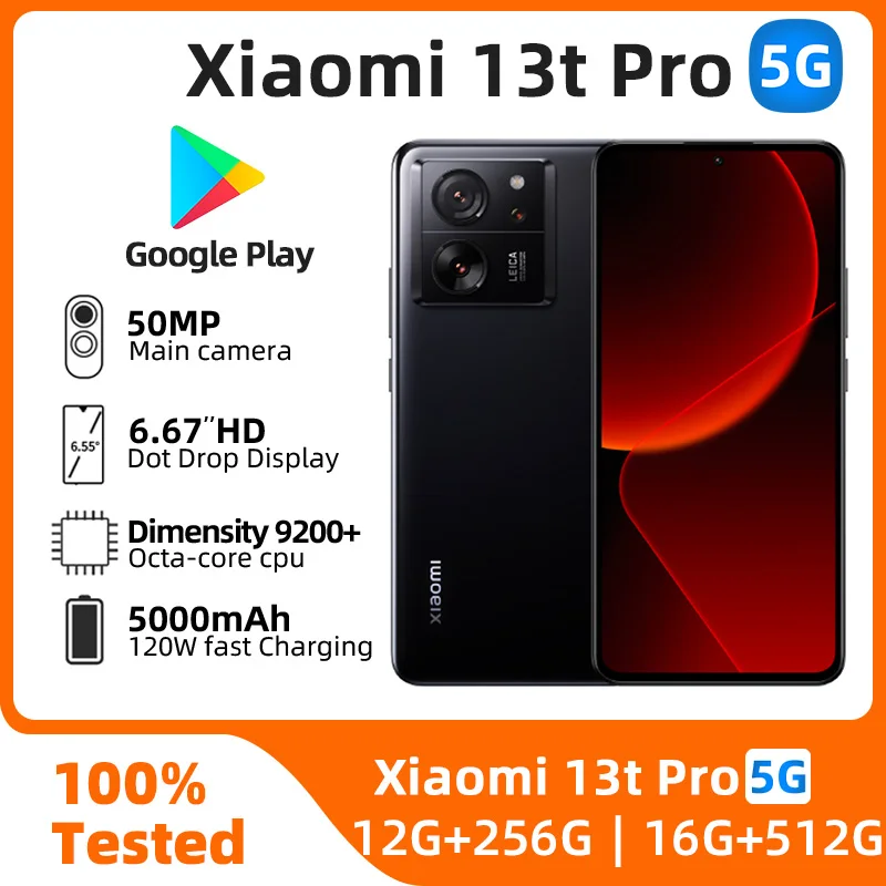 Xiaomi 13T Pro 5G SmartPhone CPU MediaTek Dimensity 9200 + capacidad de la batería 5000mAh 50MP cámara original teléfono usado