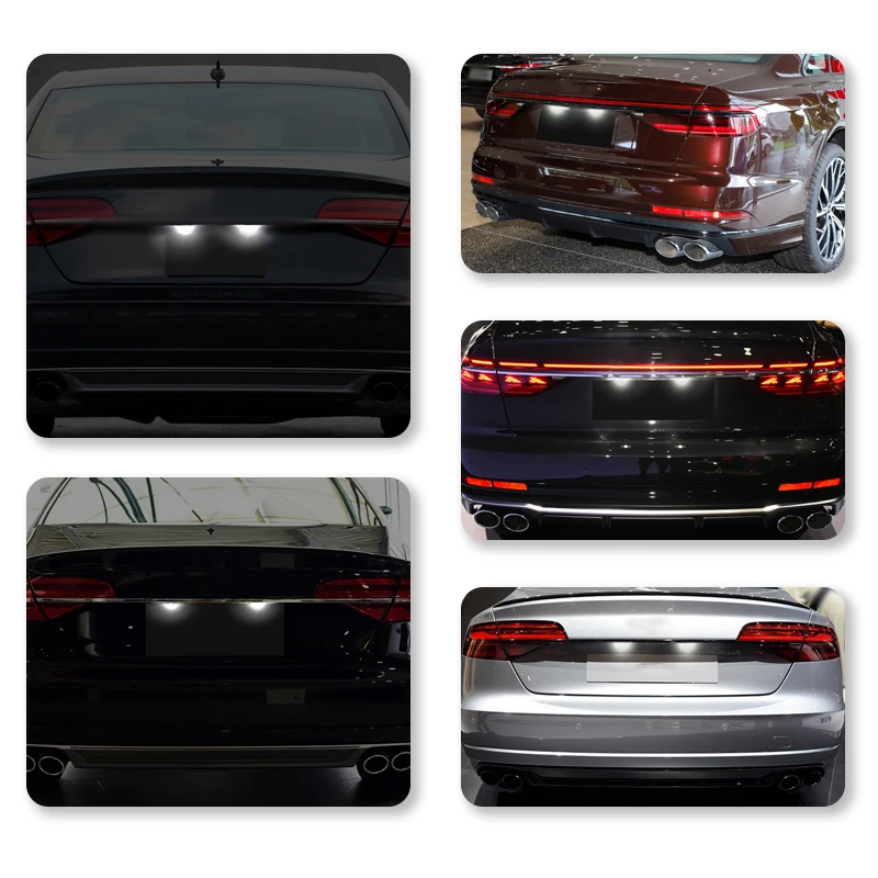 Luz LED para matrícula Audi, 2 uds., A3, A4, S4, RS4, B6, B7, A6, RS6, S6, C6, S5, Q7, A8, S8, Avant Canbus, lámpara para matrícula sin errores