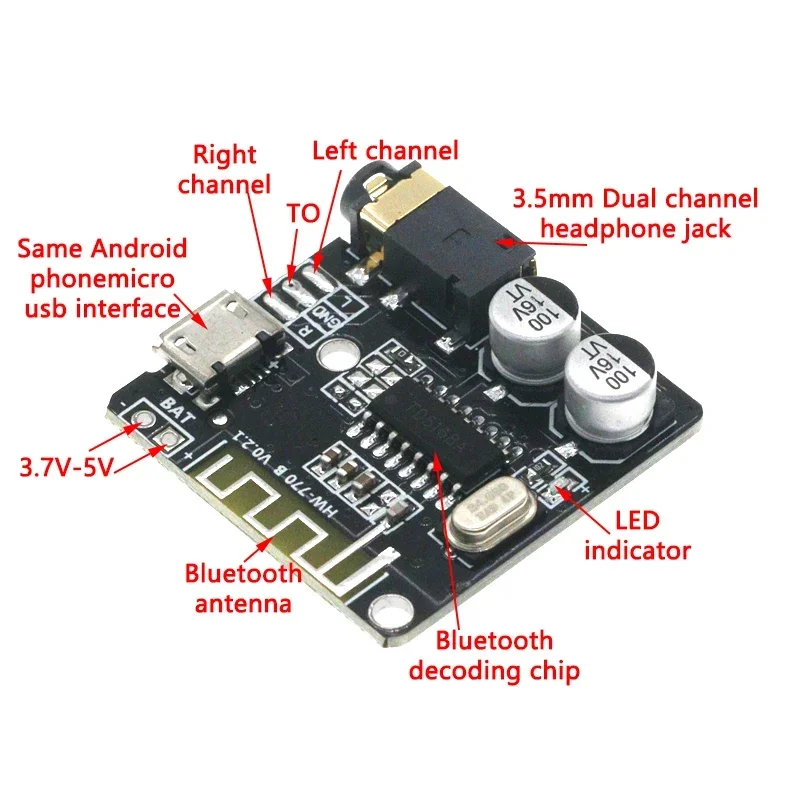 Плата аудио-ресивера с функцией Bluetooth 5,0, MP3, декодер не допускающий потерь, беспроводной стерео музыкальный модуль 3,7-5 в XY-BT-Mini