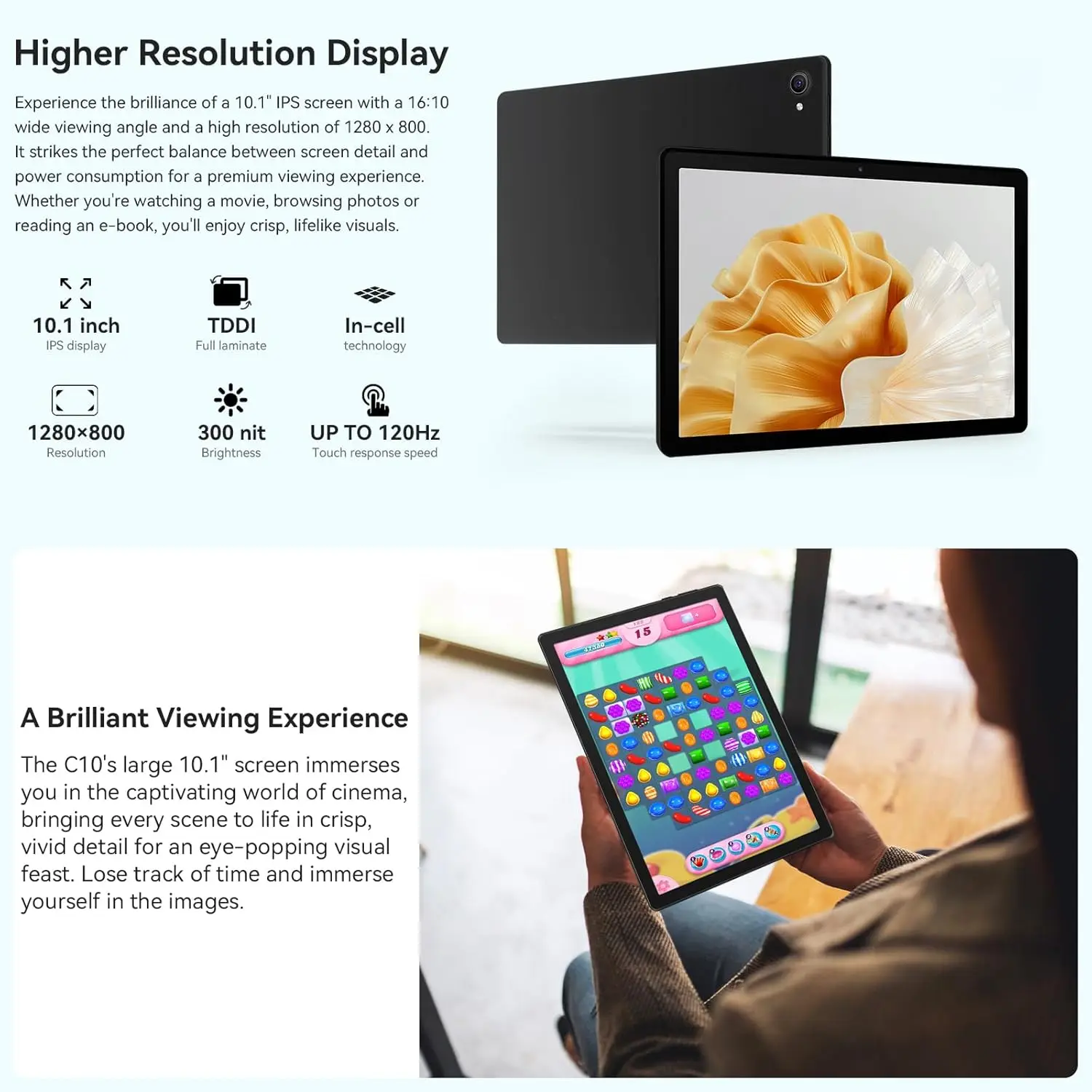 Urao 10 Polegada tablet android 14 8gb (3 + 5 expandir) ram 64gb rom 1tb expandir 1280x800 tela ips 5000mah bateria câmeras duplas wifi 6