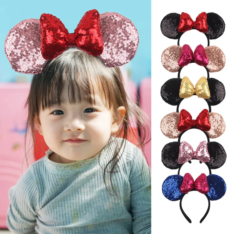 สร้อยข้อมือหูดิสนีย์มิกกี้/มินนี่3D โบว์แวววาวเปิดสร้อยข้อมือมิกกี้เมาส์ที่คาดผมสวนสนุกเซลฟี่