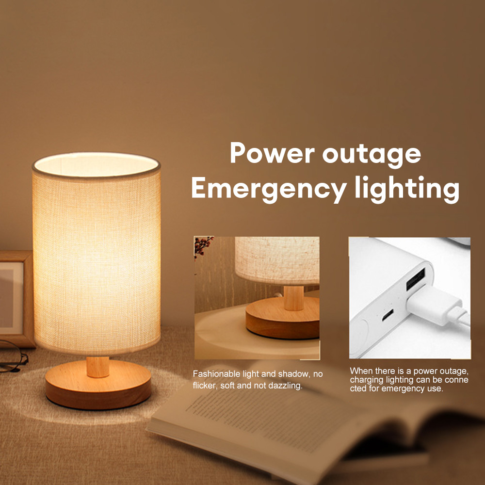 Massivholz Nacht lampe neue Leinen Tisch lampe LED Schreibtisch lampe Augenschutz Nachttisch lampe USB angetrieben neben Lampe Schlafzimmer Dekor