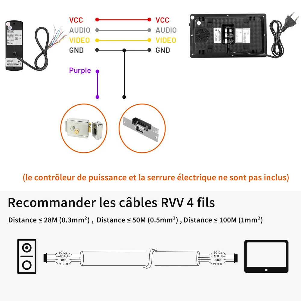 Karmen-Sonnette vidéo pour la maison, moniteur d'interphone filaire 7 pouces, x1, étanche, porte téléphone, caméra x1, prise en charge du système de déverrouillage