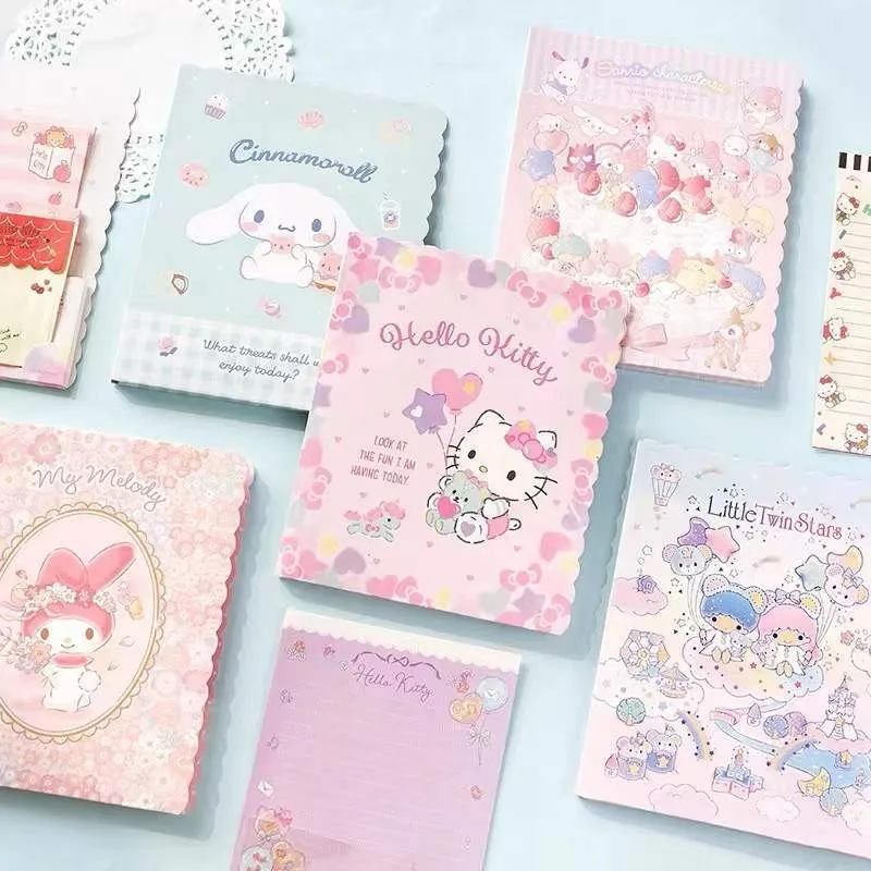 Kawaii Sanrio อะนิเมะญี่ปุ่นเขียนจดหมาย Raft น่ารักการ์ตูน Hello Kitty Kuromi ชุดซองจดหมายสติกเกอร์กันน้ําสาวของขวัญของเล่น