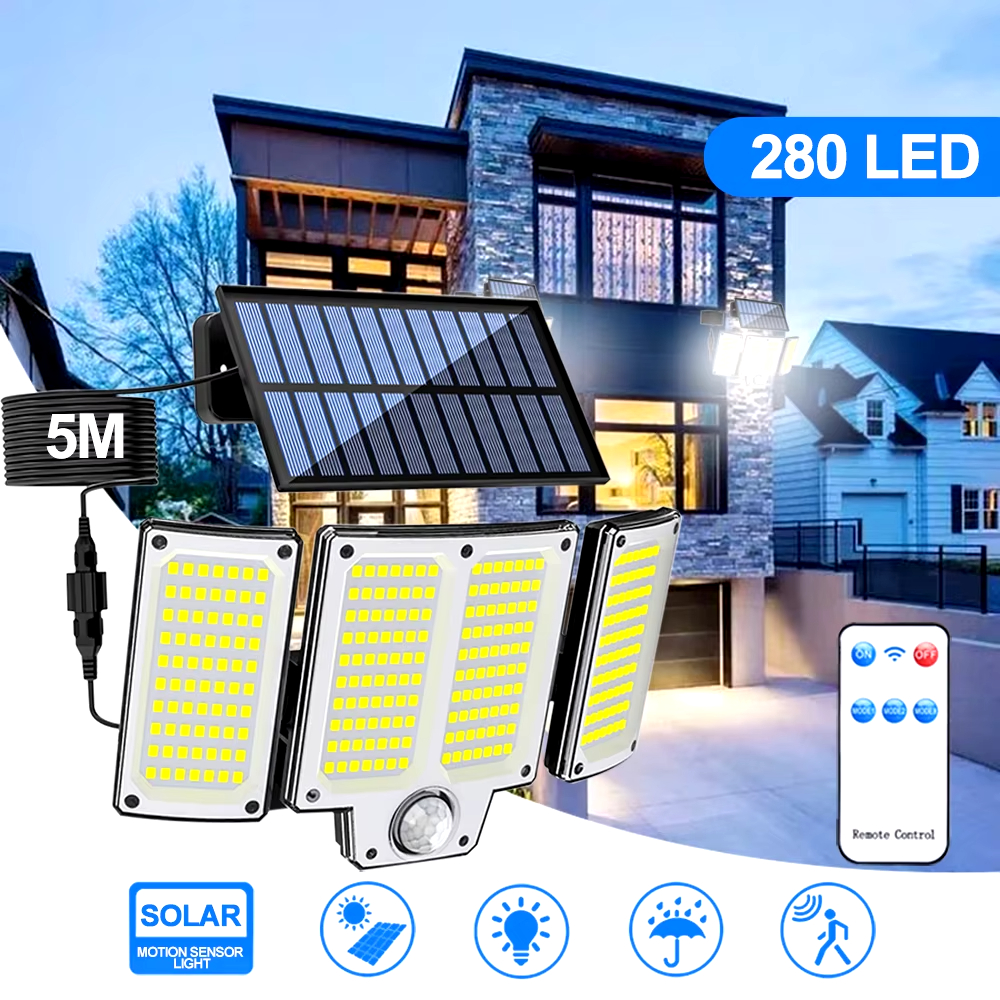 280/234/106 LED Solar Wall Lights Outdoor Motion Sensor Solar Flood Street Lamp with Adjustable Lighting Head For Street Gardens