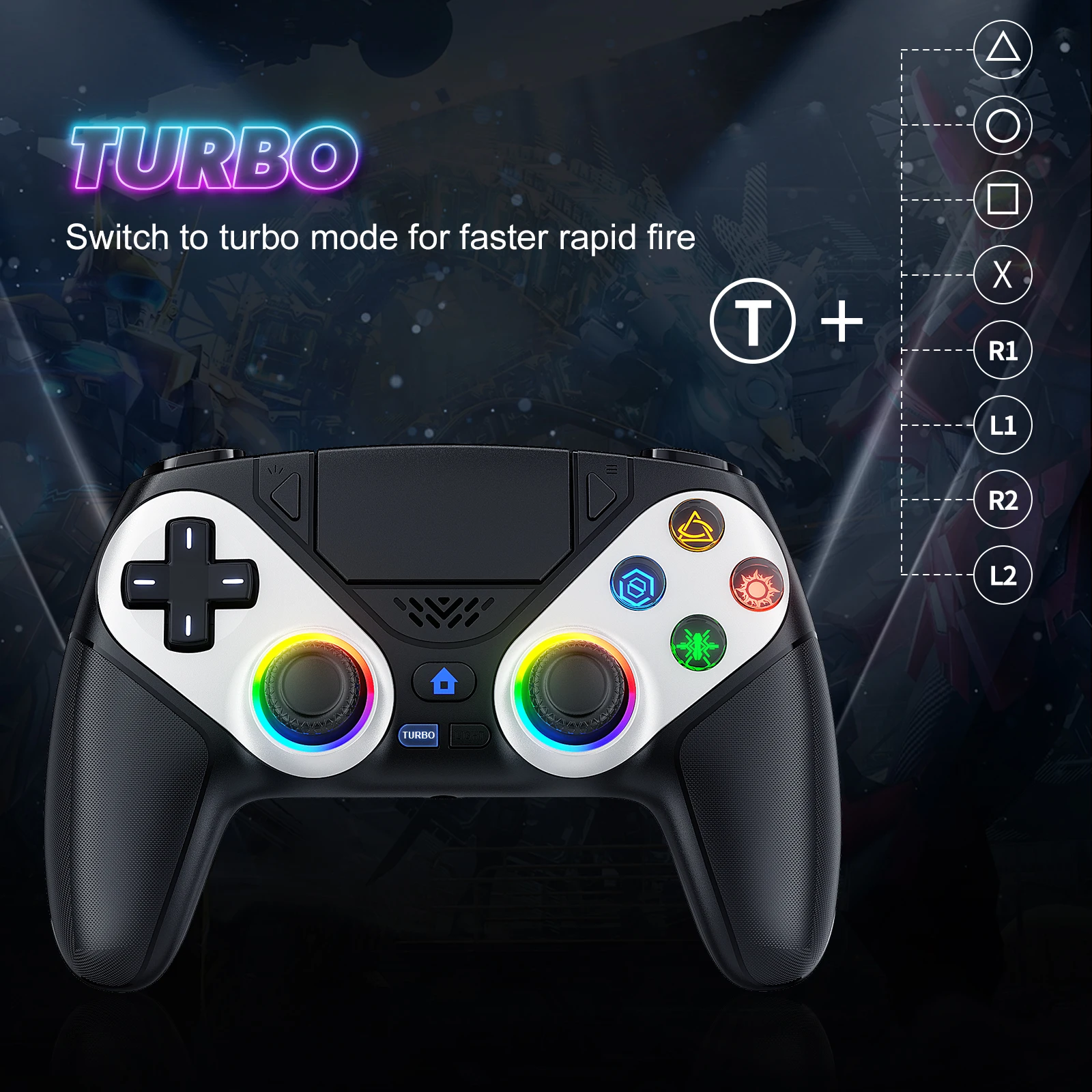 Mando Bluetooth para Playstation 5, controlador inalámbrico, consola PS5, controlador de juegos con programación de vibración Turbo Dual Sense
