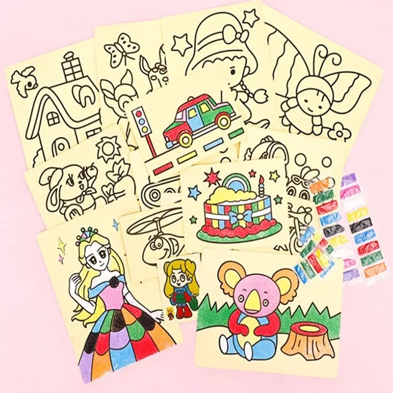 Sáng Tạo DIY Tranh Cát Trẻ Em Đồ Chơi Trẻ Em Đồ Thủ Công Doodle Màu Sắc Nghệ Thuật Hình Ảnh Giấy Vẽ Giáo Dục
