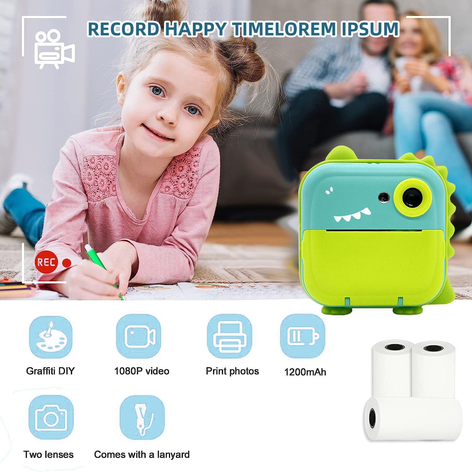 Digital Children Camera For Photography Instant Print Photo Kids Camera Mini Thermal Printer Video Educational Toys Gift