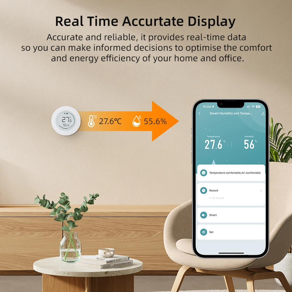 AVATTO Tuya ZigBee E-ink Screen Low Power Battery Smart Temperature And Humidity Sensor Works With Alexa Google Home