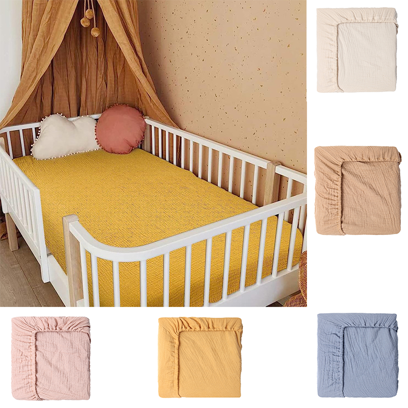Lençol de cama para bebês, cor sólida, lençóis de algodão, colchão, capa de cama para bebês recém-nascidos