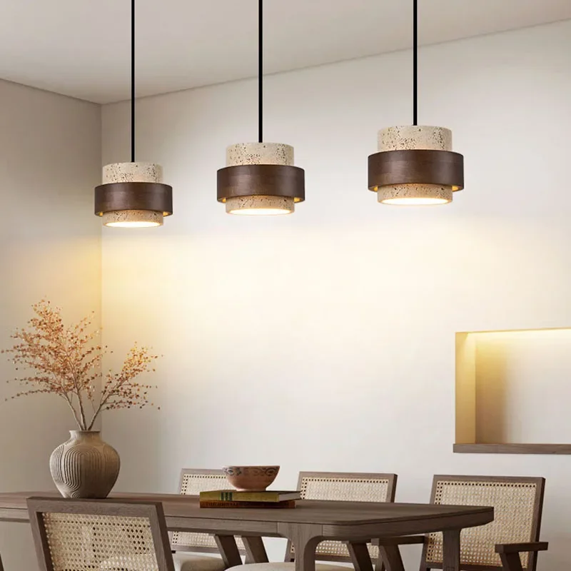 Natural Stone LED Pendant Lamp Wood E27 G9 Bulb For Dining Room Bar Bedroom Bedside Dropshipping Cord Adjustable