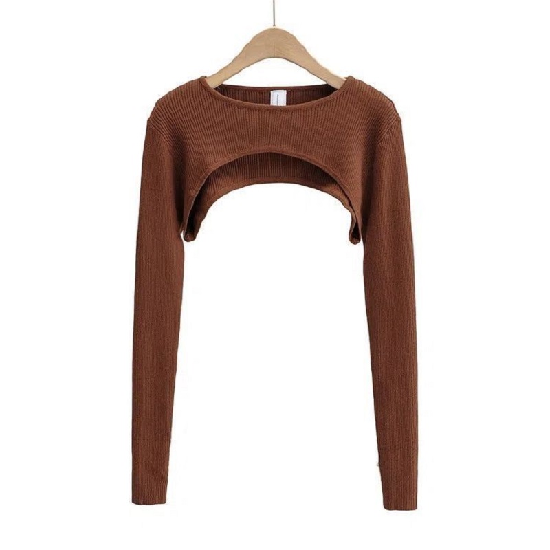 Y2k 美的服 O ネック黒、白のセクシーな原宿ニット Tシャツ 2024 Tシャツ女性長袖クロップトップ春秋