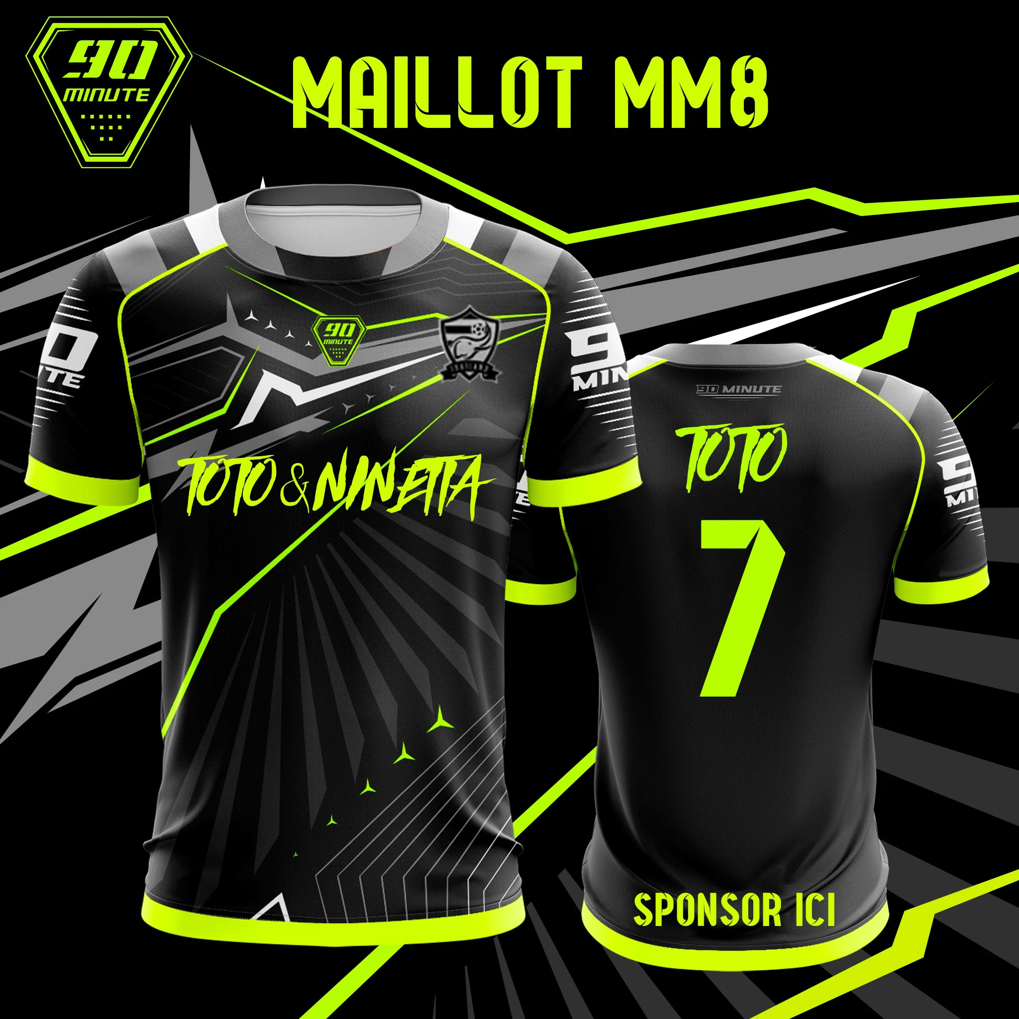 2025 nueva camiseta de verano para hombre Maillot 90 minutos Toto & Ninetta estampado de doble cara manga corta de gran tamaño transpirable camisetas de secado rápido