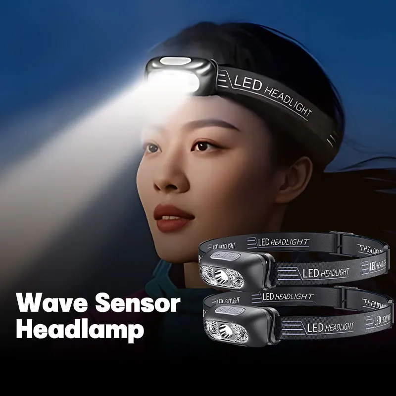 Faros con Sensor Mini LED para pesca nocturna, potente linterna para cabeza, recargable por USB, faro de ángulo ajustable superbrillante
