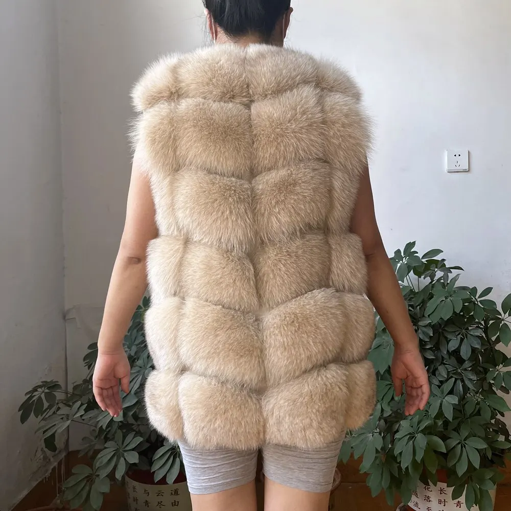 2023 neue Damen Winter Echtpelz Mantel hochwertige Natur fuchs Pelz Weste Mode Pelzmantel Jacke Weste Echt leder Mantel