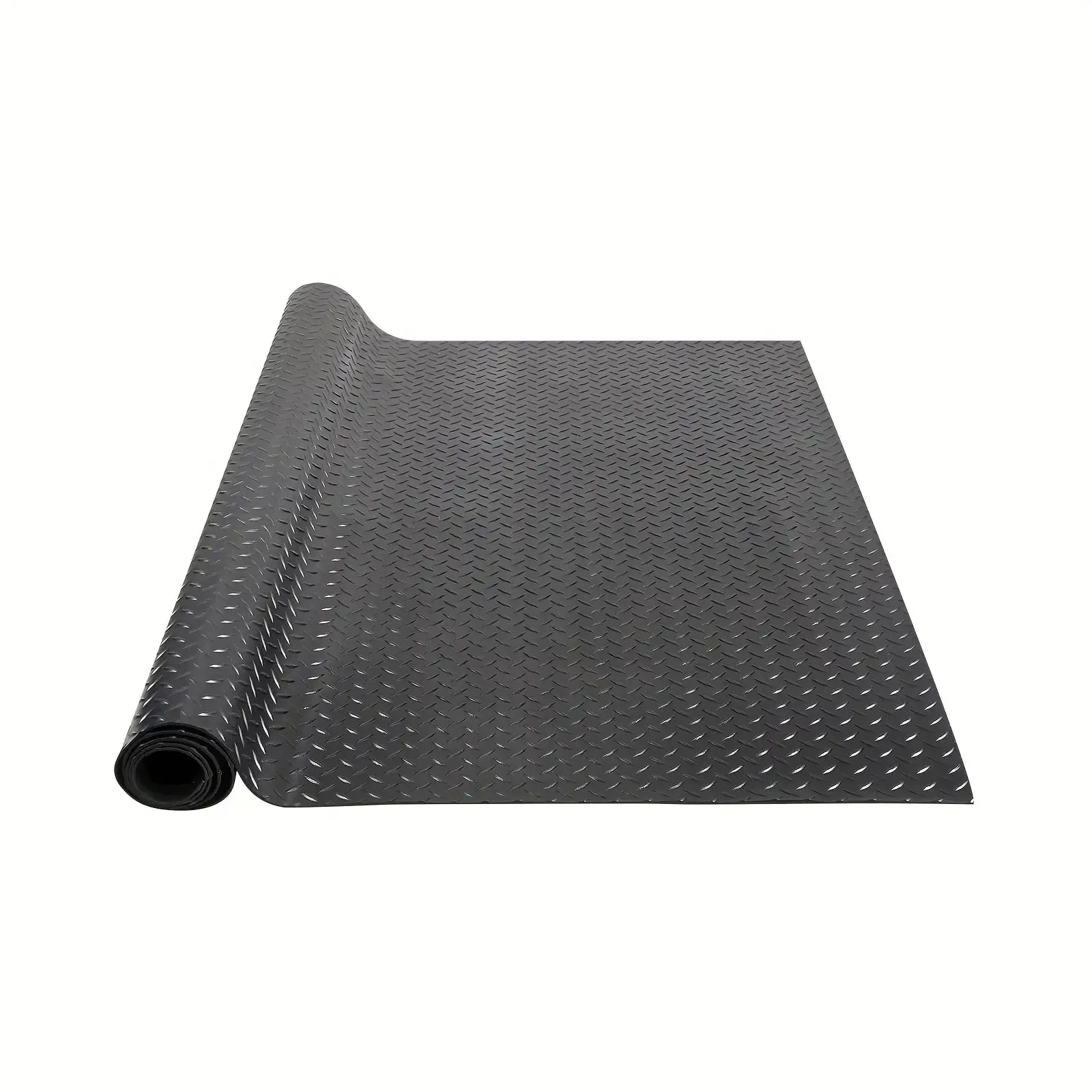 Diamond-Plate Rubber Flooring Roll, 3 mm x 4 ft x 15 ft Garage Floor Mat, SBR Rubber Garage Flooring Roll, Easy to Clean, Black