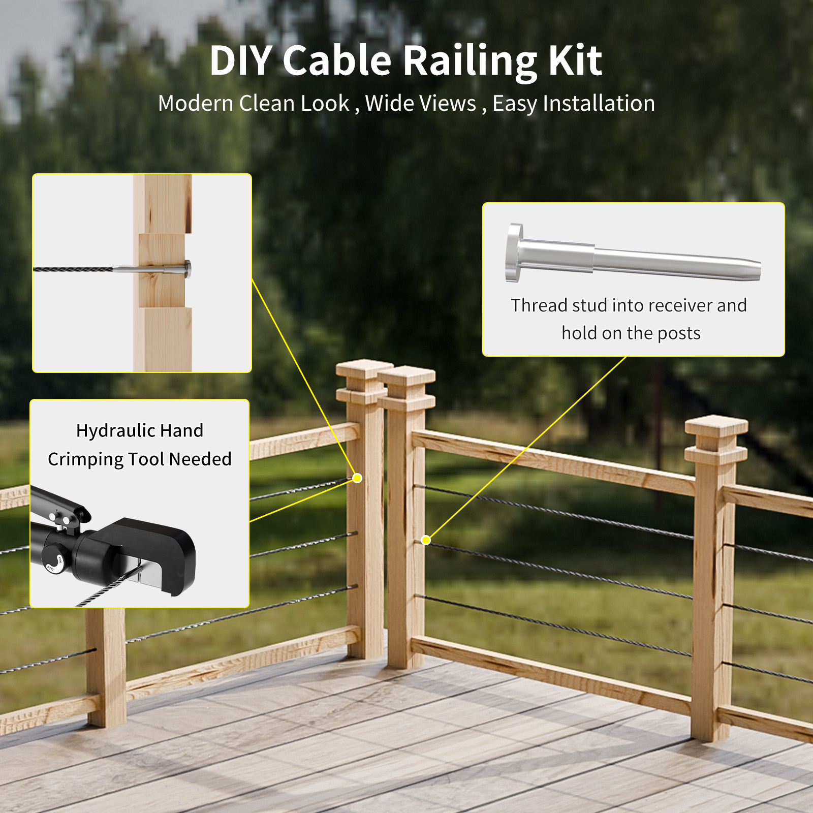 40 Pcs Round-Head Rod Invisible Connector, 1/8'' Invisible Cable Railing Kit
