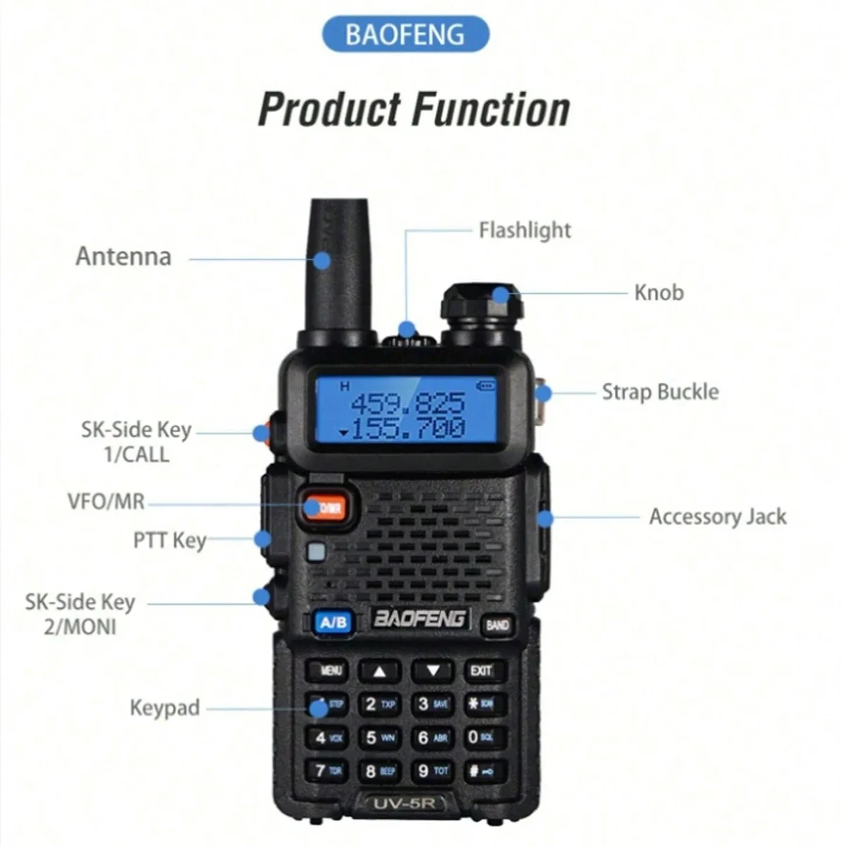 1 ud./2 uds Baofeng UV-5R USB de largo alcance Ham Amateur con Radio FM Radio bidireccional portátil de largo alcance Baofeng CB Radio Walkie Tal